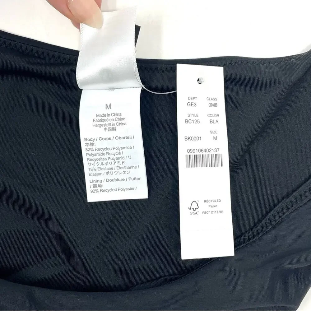 NEW J. Crew Curved-waist Cheeky Bikini Bottom in Black, Women's Medium BC125 $59